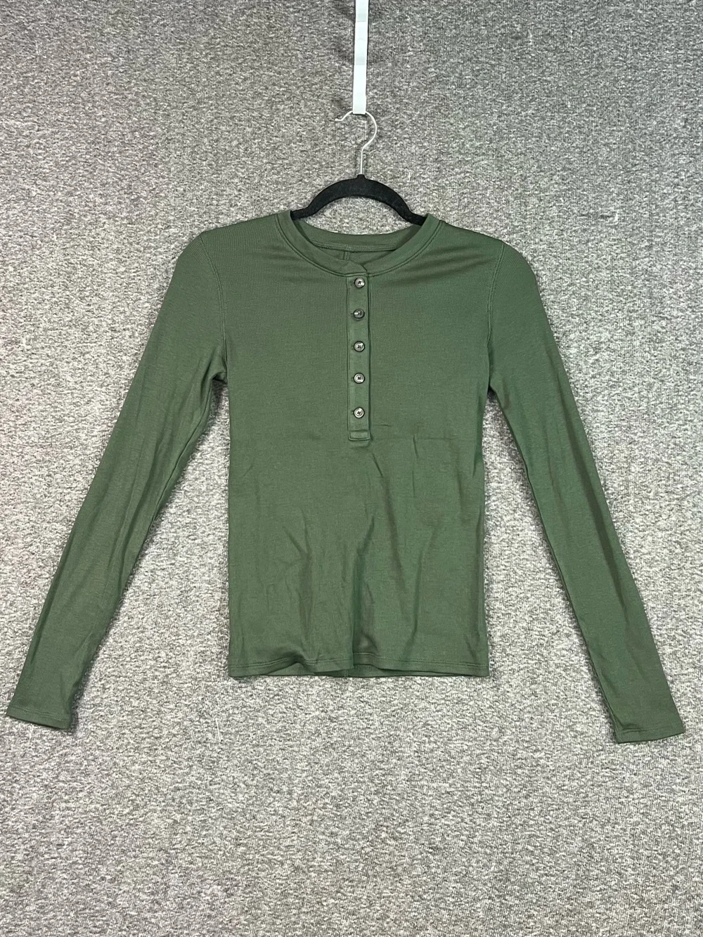 Everlane The Luxe Rib Henley Dark Forest Supima Cotton Size S NWOT